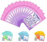 Plaphy Lot de 100 Sachets Zip Hermétiques Refermables avec Fenêtre, Pochettes Mylar avec Intérieur en Aluminium, Pochon Zippé Plastique pour Emballage et Aliment (Dégradé Rose et Violet, 12 x 18 cm)