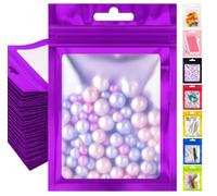 Plaphy Lot de 100 Sachets Zip Hermétiques Refermables avec Fenêtre, Pochettes Mylar Colorées avec Intérieur en Aluminium, Pochons Zippés Plastiques pour Emballage et Aliments (Violet, 12 x 20 cm)