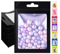 Plaphy Lot de 100 Sachets Zip Hermétiques Refermables avec Fenêtre, Pochettes Mylar Colorées avec Intérieur en Aluminium, Pochons Zippés Plastiques pour Emballage et Aliments (Noir, 7 x 10 cm)