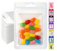 Plaphy Lot de 100 Sachets Zip Hermétiques Refermables avec Fenêtre, Pochettes Mylar Plattes Réutilisables, Pochons Zippés Plastiques pour Emballage et Aliments (Blanc, 16 x 24 cm)