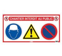 Panneau Chantier interdit au public 5 en 1 PP alvéolaire 800x400 VINMER - 384003