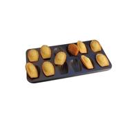 Plaque 12 madeleines - GOBEL - 39.5x20cm - Acier anti-adhérent - Marron