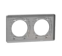 Plaque 2 postes - H / V - Entraxe 71 mm - Ardoise avec liseré aluminium - Odace Touch 2011 - S530804V - Schneider