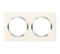 Plaque 2 postes - LEGRAND - Dooxie - Blanc avec bague chrome - Intérieur - Design moderne