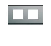 Plaque 2P H71 placage steel - APPAREILLAGE MURAL GALLERY HAGER WXP2112