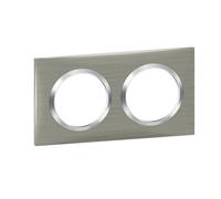 Legrand - Plaque carrée dooxie 2 postes finition effet inox brossé avec bague effet chrome