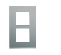 Plaque 2P V57 bright inox - APPAREILLAGE MURAL GALLERY HAGER WXP4222