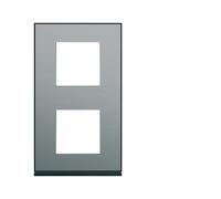 Plaque 2P V71 placage steel - APPAREILLAGE MURAL GALLERY HAGER WXP2142