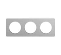 Plaque 3 postes - H / V - Entraxe 71 mm - Aluminium brossé avec liseré blanc- Odace Touch 2011 - S520806J - Schneider