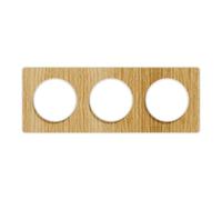 Plaque 3 postes - H / V - Entraxe 71 mm -Bois naturel avec liseré blanc- Odace Touch 2011 - S520806N - Schneider