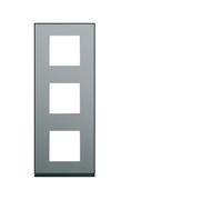 Plaque 3P V71 placage steel - APPAREILLAGE MURAL GALLERY HAGER WXP2143