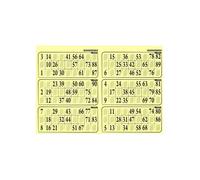 Plaque 6 grilles loto 90 numeros, standard, Jaune, 29x20cm - Carton rigide epaisseur 1mm - Accessoire Jeu - Set materiel et carte