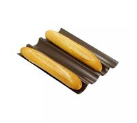 Moule à baguettes - GOBEL - 4 baguettes revêtu - Plaque à baguette - Anti-adhérent - 38x32x2.7cm - Marron