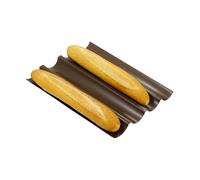 Moule à baguettes - GOBEL - 4 baguettes revêtu - Plaque à baguette - Anti-adhérent - 38x32x2.7cm - Marron