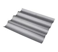 patisse 03665 - Moule à Baguettes, Ficelles, Pains ou Tuiles 4 compartiments en Acier Revêtu Perforé Silver-Top - gris argenté 38x33cm
