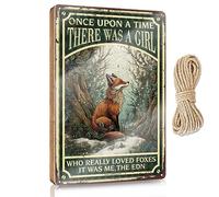 Plaque à base de bois avec crochet préinstallé pour les heures de fonctionnement - Mur de bureau | Décoration de salle à manger de ferme, Once Upon A Time There Was A Girl Who Really Loved Foxes