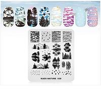 Plaque à emboutir Assiette Mode Nature Lac Bord de lac Rivière Bord de mer Jungle Nuit Ciel Thème Motifs multiples Imprimé Image Modèle de Timbre Nail Art pour Nail Design