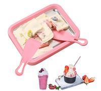 Plaque à Glace Roulée, dellyy Plaque Glace Ice Roll avec 2 Spatules, Plaque pour Faire Glace, Machine à Yaourt Glacé, Machine à Crème Glacée pour Sorbet, Gelato, Fruits, Milkshake, Smoothie (Rose)