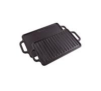 Plaque à Griller en Fonte Grille Réversible 33x21cm pour Barbecue sans PTFE 36058 Noir