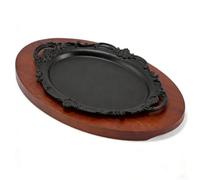 Plaque à Griller en Fonte Ovale pour Steak Japonais - pour plancha Réversible Induction Barbecue Teppanyaki Poêle Grill Maison Commerce 30cm(A)