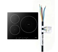 VEVOR Plaque à Induction 3 Feux 59 cm Table de Cuisson Encastrable 6200 W, pour Cuisine Camping-car, Électrique, 9 Niveaux de Chauffe, Écran Tactile LED, Surface Vitrocéramique, Sécurité Enfants