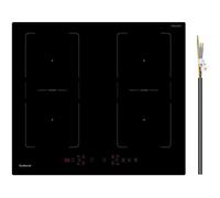 Plaque À Induction 4 Feux Encastrable 7200W Double Zone Flexible 9 Niveaux Boost Minuterie Arrêt Automatique Sécurité Enfant