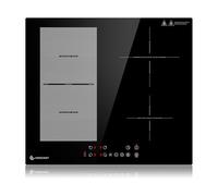 Plaque à induction AMZCHEF 60cm Plaque Induction Electrique avec 4 zones boost, zones flexibles pour barbecue, 9 niveaux, préchauffage et fonction STOP+GO, 7400W, verrouillage de sécurité et minuterie