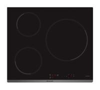 Plaque à induction BRANDT BPI6315B - 3 zones (dont 1x Ø28 cm, 3,6 kW) - 9 niveaux - 3 minuteries - 10 sécurités - commandes sensitives - profil avant argenté