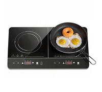 Plaque à induction double - HOMCOM - portable - 3500 W - 10 températures 8 puissances minuterie écran LED verrouillage enfant - noir