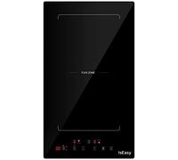 Plaque à induction IsEasy Domino avec FlexZone, 2 zones, 29,5 cm, 3400 W, fonction Boost, 9 niveaux de puissance et minuterie (1 à 99 min), noire