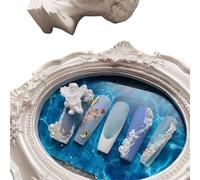Plaque à ongles améliorant le tempérament, ongle de pansement personnalisé à la main, produit fini faux ongles explosion de gypse rétro Joker blanc détachable (10 pièces)(L)