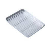 Plaque à pâtisserie avec ensemble de crémaillère, plaque à biscuits à cuisson à pâtisserie en acier inoxydable avec grille de fil de refroidissement pour le four non. (M)