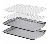 Plaque à pâtisserie avec grille, 1 ensemble de plaques à revêtement antiadhésif avec grille - Plaque de four portable en acier inoxydable, répartition uniforme la chaleur pour l'extérieur et la ma