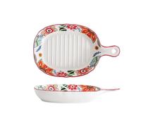 plaque à pâtisserie Plaque de cuisson à pizza en céramique une seule oreille for four micro-ondes, poêle créative poignée unique plat de cuisson