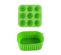 Plaque A PâTisserie Pour Beignets Ensemble de 2 plaques cuisson en Silicone, moules à gâteaux, plateaux beignets et muffins peuvent être lavés(Green)