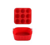 Plaque A PâTisserie Pour Beignets Ensemble de 2 plaques cuisson en Silicone, moules à gâteaux, plateaux beignets et muffins peuvent être lavés(Red)