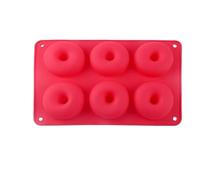 Plaque A PâTisserie Pour Beignets Moule à donuts en Silicone 6 cavités, poêle dessert au chocolat, moule gâteau antiadhésif, outils de cuisson four, décoration gâteaux(Red)