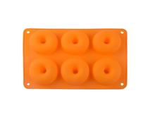 Plaque A PâTisserie Pour Beignets Moule à donuts en Silicone 6 cavités, poêle dessert au chocolat, moule gâteau antiadhésif, outils de cuisson four, décoration gâteaux(Orange)