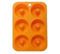 Plaque A PâTisserie Pour Beignets Moule à donuts en Silicone résistant la chaleur, for 6, poêle Bagels for cuisson, Mini moule Cupcake antiadhésif(Orange)