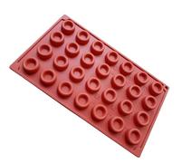 Plaque A PâTisserie Pour Beignets Moule en Silicone antiadhésif Mini beignets, plateau à, moule gâteau, outil Dessert, 28 cavités, 1 pièce, rouge, anneau