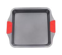 Plaque à pâtisserie Tissting avec poignée en silicone rouge Plaque de four antiadhésive en acier au carbone Plaque de cuisson de 29 cm pour four Passe au lave-vaisselle Conception (A-106 [avec