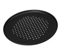 Zenker Plaque à pizza 7511 – fond perforé, acier noir, 32 x 32 x 1,5 cm