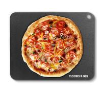 Plaque à pizza en acier XL - Poêle à pizza robuste en acier au carbone - Pierre à pizza pré-assaisonnée - Pour four et barbecue - Conductivité 20 fois supérieure - 13,5" x 10" x 1/4