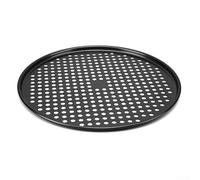 Plaque à pizza ronde de 36,8 cm en acier au carbone avec poignées extra larges, pour pizza croustillante, pain et gâteaux, passe au lave-vaisselle, pour la cuisine à la maison (noir)