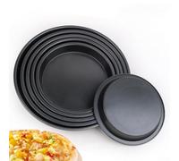 Plaque à pizza ronde en acier au carbone antiadhésive pour cuire des bases de pizza croustillantes et cuire de la viande, du poisson, du poulet (20,3 cm)