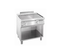 Plaque à snacker électrique avec plaque en acier 1/2 et 1/2 rainurée avec soubassement ouvert