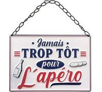Plaque à suspendre en relief Jamais trop tôt pour l'apéro BLANC G