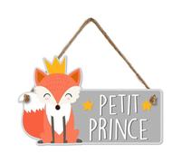 Plaque à suspendre enfant renard 'Petit Prince' - Dimensions : 20 x 12 5 x 0 5 cm