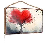 Plaque à suspendre Love In Bloom: A Heart Shape Tree'S Tale Panneau Bois Vintage Décoration de Chambre Accessoires de Bureau pour Homme (15 x 28 cm)