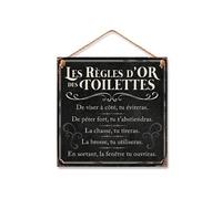 Plaque à suspendre métallique Règles des toilettes 20 cm